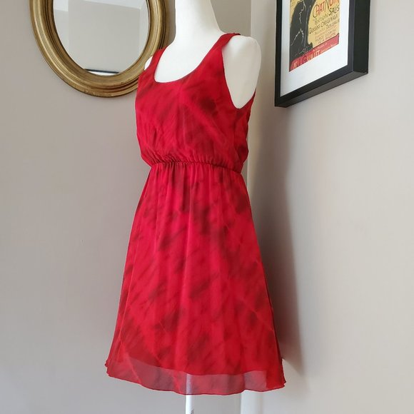 Alice + Olivia Red Dress Cabella Tie Dye Silk Dress Size XS EUC - Picture 3 of 16